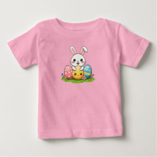Camiseta Para Bebê Coelho felz pascoa com ovos