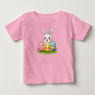 Camiseta Para Bebê Coelho felz pascoa com ovos
