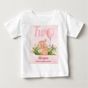 Camiseta Para Bebê Coelho Fofo Completa Dois Aniversário de 2 anos de