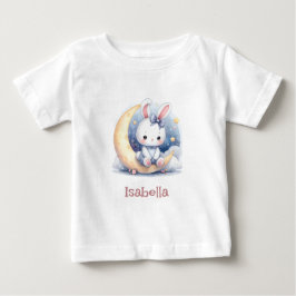 Camiseta Para Bebê coelho fofo sentado na lua 