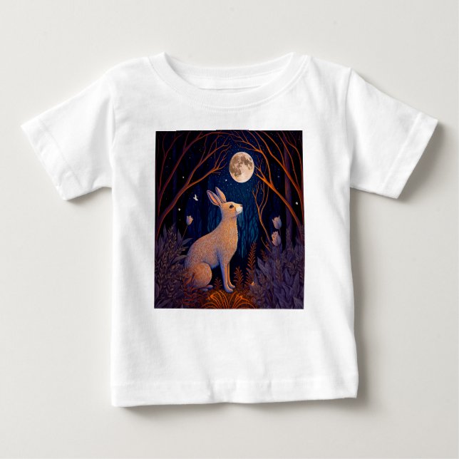 Camiseta Para Bebê Coelho na Lua (Frente)