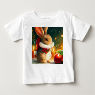 Camiseta Para Bebê Coelho Natal 1