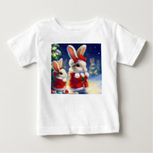 Camiseta Para Bebê Coelho Natal 3
