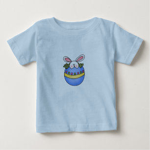 Camiseta Para Bebê Coelho no Tshirt azul da páscoa do ovo