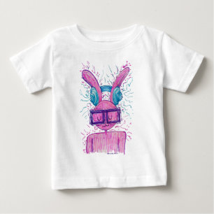 Camiseta Para Bebê Coelho Rosa Perdido na Música