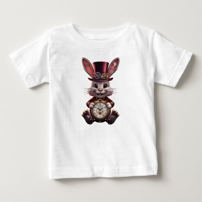 CAMISETA PARA BEBÊ COELHO STEAMPUNK (Frente)