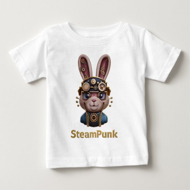 CAMISETA PARA BEBÊ COELHO STEAMPUNK (Frente)