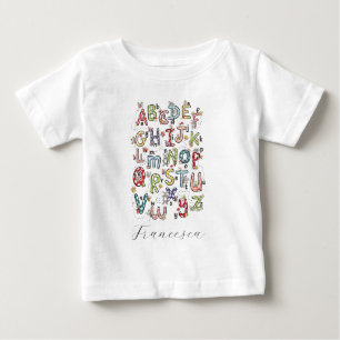 Camiseta Para Bebê Coelhos do Alfabeto, Borboletas, Fadas & Flores 