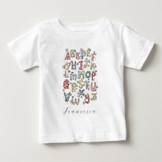 Camiseta Para Bebê Coelhos do Alfabeto, Borboletas, Fadas & Flores 