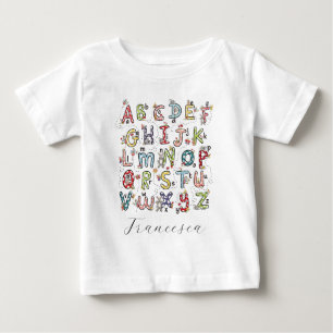 Camiseta Para Bebê Coelhos do Alfabeto, Borboletas, Fadas & Flores
