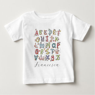 Camiseta Para Bebê Coelhos do Alfabeto, Borboletas, Fadas & Flores 