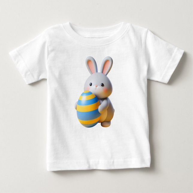 Camiseta Para Bebê Coelhos Whimsical em um Prado Colorido (Frente)