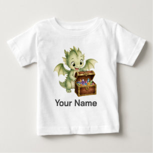 Camiseta Para Bebê Cofre do Tesouro do Bebê Dragão Personalizado Cria
