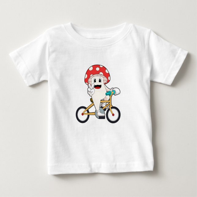 Camiseta Para Bebê Cogumelo com Bicicleta.PNG (Frente)