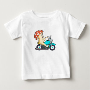 Camiseta Para Bebê Cogumelo como Biker com Motocicleta