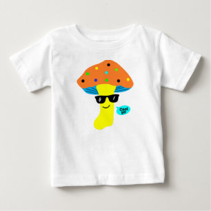 Camiseta Para Bebê cogumelo fofo mais legal com óculos