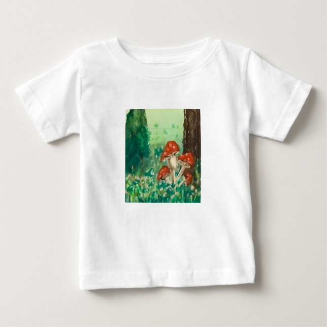 Camiseta Para Bebê Cogumelos (Frente)