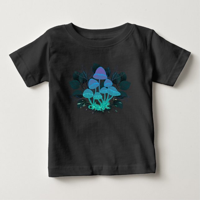 Camiseta Para Bebê Cogumelos em Arbustos (Frente)