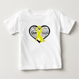 Camiseta Para Bebê Colagem da fita do coração da prevenção do