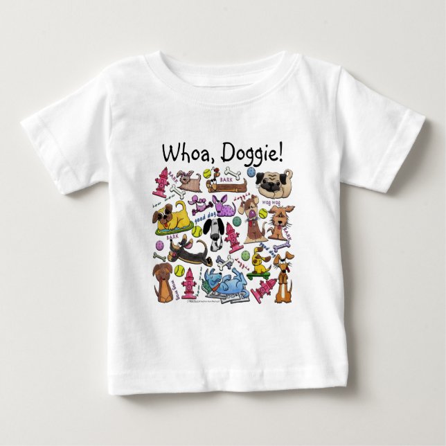 Camiseta Para Bebê Colagem de Cachorros (Frente)