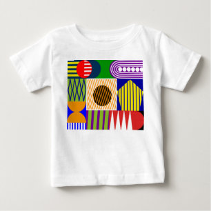 Camiseta Para Bebê Colagem de Formas Bauhaus