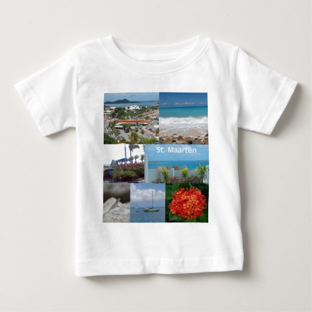 Camiseta Para Bebê Colagem de Fotografias do Santo Sint Maarten (Frente)