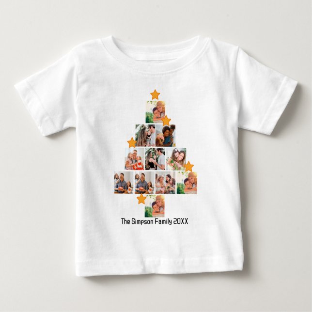 Camiseta Para Bebê Colagem de Fotos 11 da Família de Divertimento Per (Frente)
