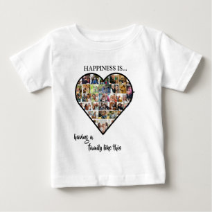 Camiseta Para Bebê Colagem de Fotos em Formato de Coração A Felicid
