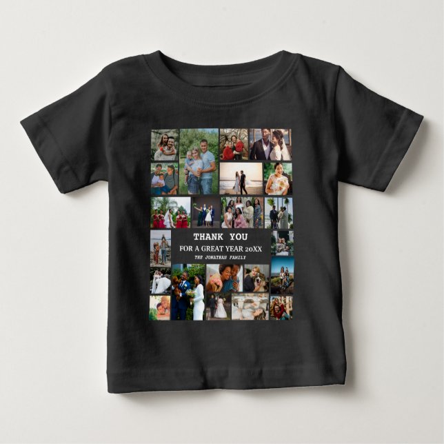 Camiseta Para Bebê Colagem de Fotos Personalizada da Família 22 no Fi (Frente)