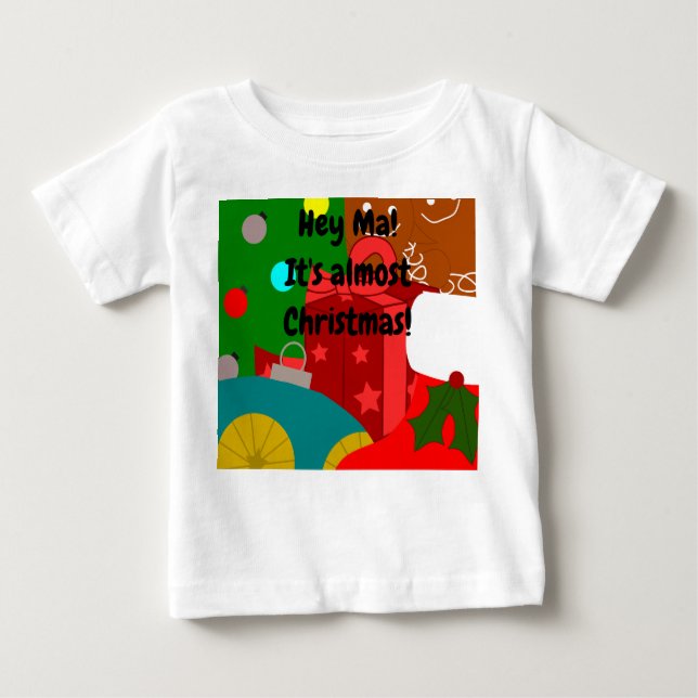 Camiseta Para Bebê Colagem de Natal  (Frente)