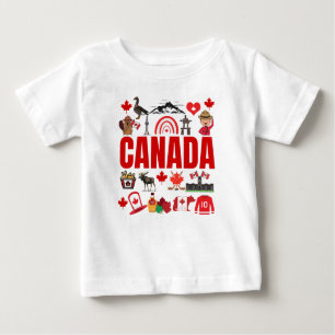 Camiseta Para Bebê Colagem de Símbolos Cons do Canadá