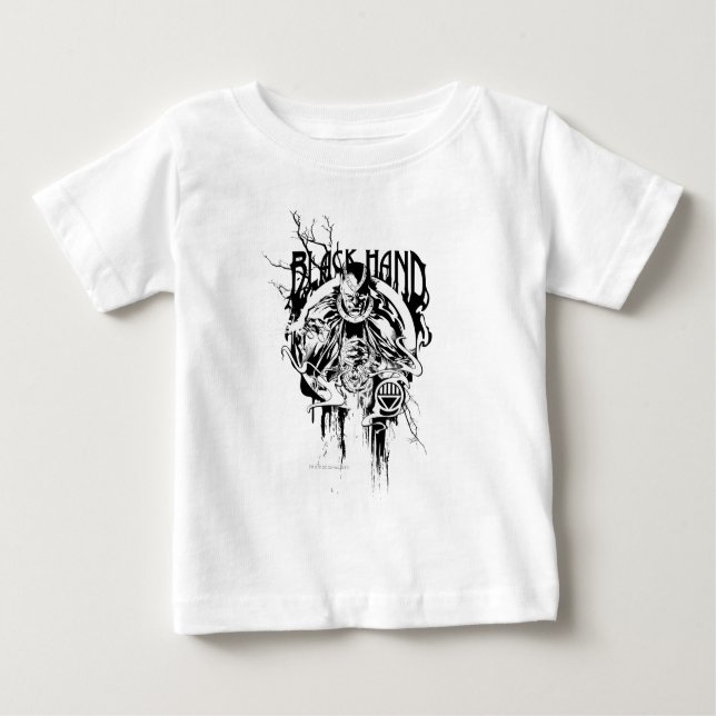 Camiseta Para Bebê Colagem Gráfica Mão Negra 0, Preta e Branca (Frente)