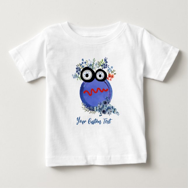 Camiseta Para Bebê Coleção Azul Fofa de Pequenos Rapazes Personalizad (Frente)