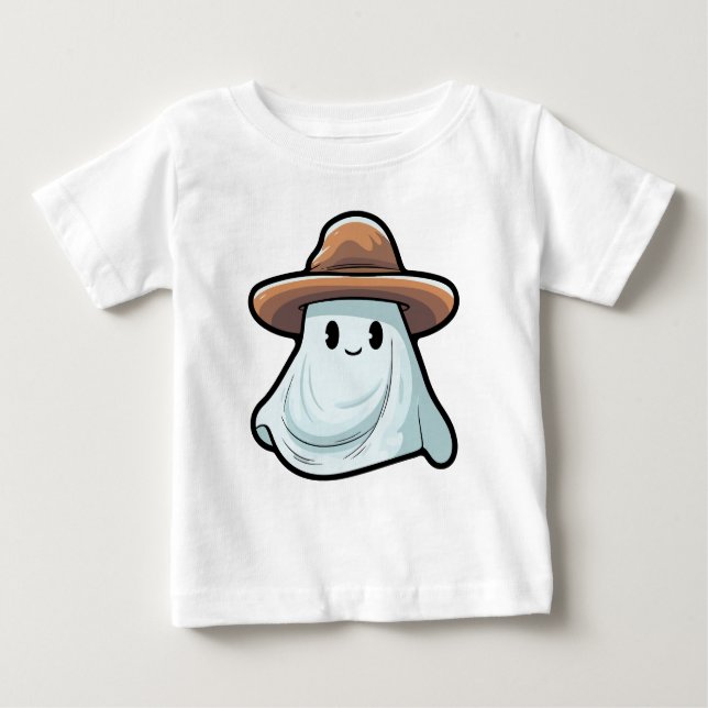 Camiseta Para Bebê Coleção Baby Boo Cowboy Ghost Halloween (Frente)
