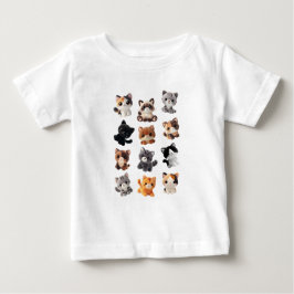 Camiseta Para Bebê Coleção de Brinquedos de Push de Cat