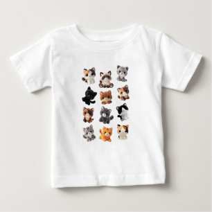Camiseta Para Bebê Coleção de Brinquedos de Push de Cat