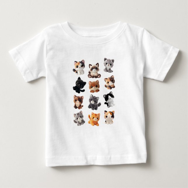 Camiseta Para Bebê Coleção de Brinquedos de Push de Cat (Frente)