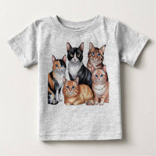 Camiseta Para Bebê Coleção de Gats ‏ Watercolor