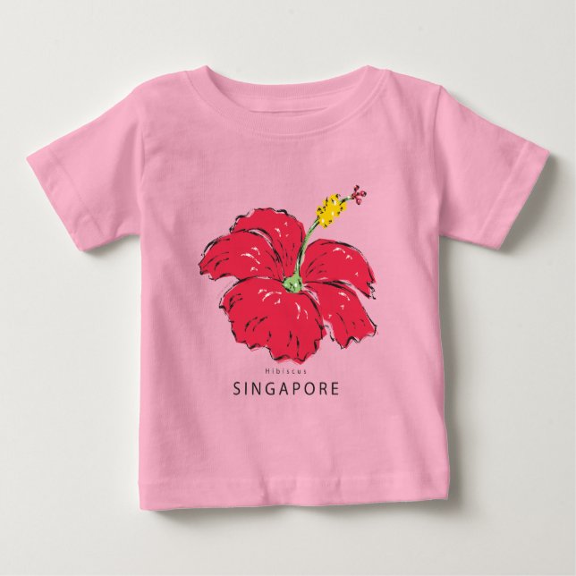 CAMISETA PARA BEBÊ COLEÇÃO DE HIBISCUS SINGAPURA (Frente)