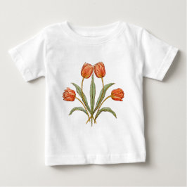 Camiseta Para Bebê Coleção de Pinturas Tulipa Morris Vintage