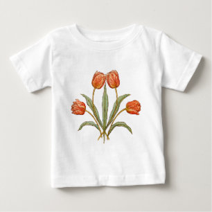 Camiseta Para Bebê Coleção de Pinturas Tulipa Morris Vintage