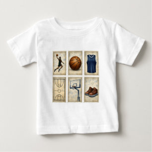 Camiseta Para Bebê Coleção de Selos de Basquetebol Vintage