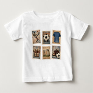 Camiseta Para Bebê Coleção de Selos de Futebol Antigo