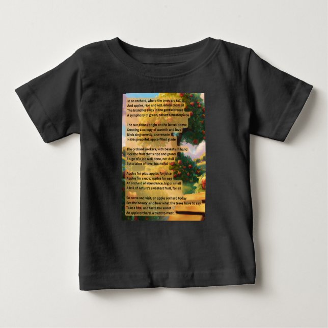 Camiseta Para Bebê Colheita de Maçã de Pomar - Abundância de Maçã (Frente)