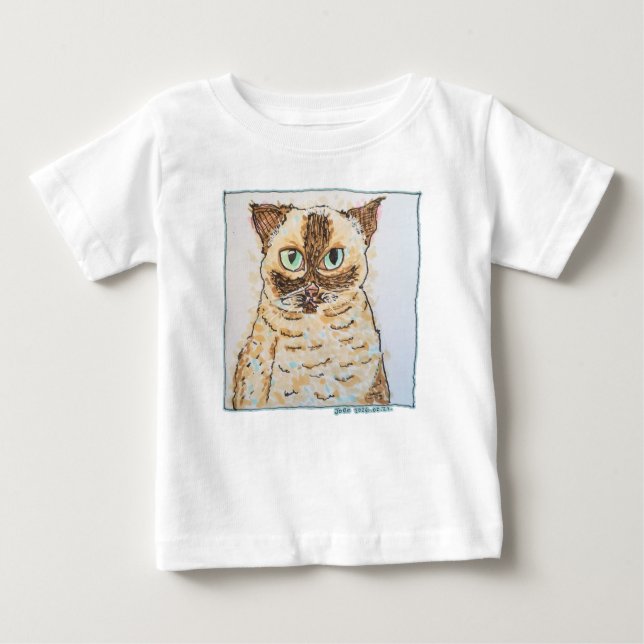 Camiseta Para Bebê Colorful Quirky Cat Portrait (Frente)