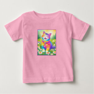Camiseta Para Bebê Colorida Kitten