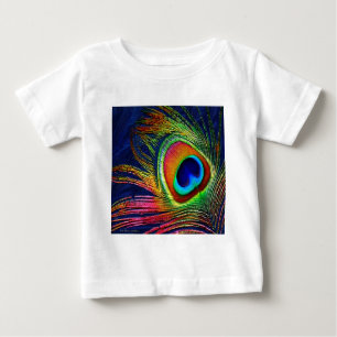 Camiseta Para Bebê Colorida Peacock Feather Impressão