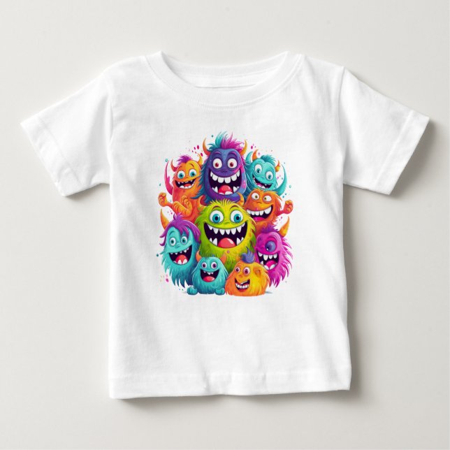 Camiseta Para Bebê "Colorida Rostos Sorridentes, Tee Bebê" (Frente)