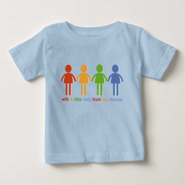 Camiseta Para Bebê Com A pouca ajuda de meus amigos (Frente)
