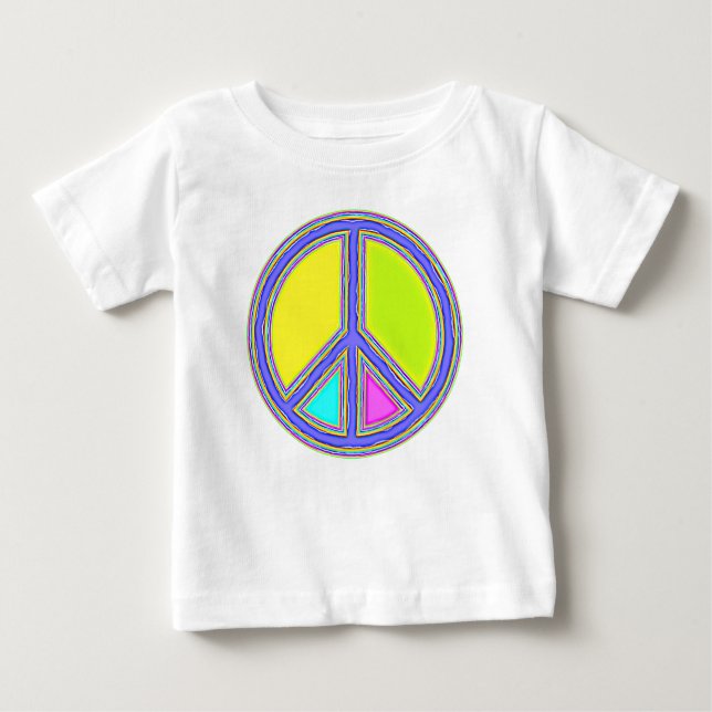 Camiseta Para Bebê Com Cores Preenchidas Sinal de PAZ 1 (Frente)